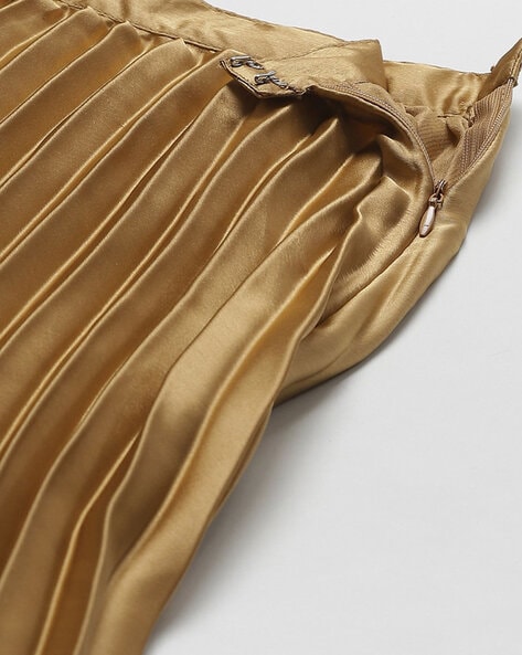 Gold pleated skirt outlet zara