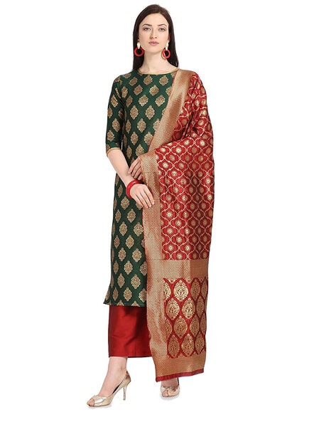 Silk gown outlet with banarasi dupatta