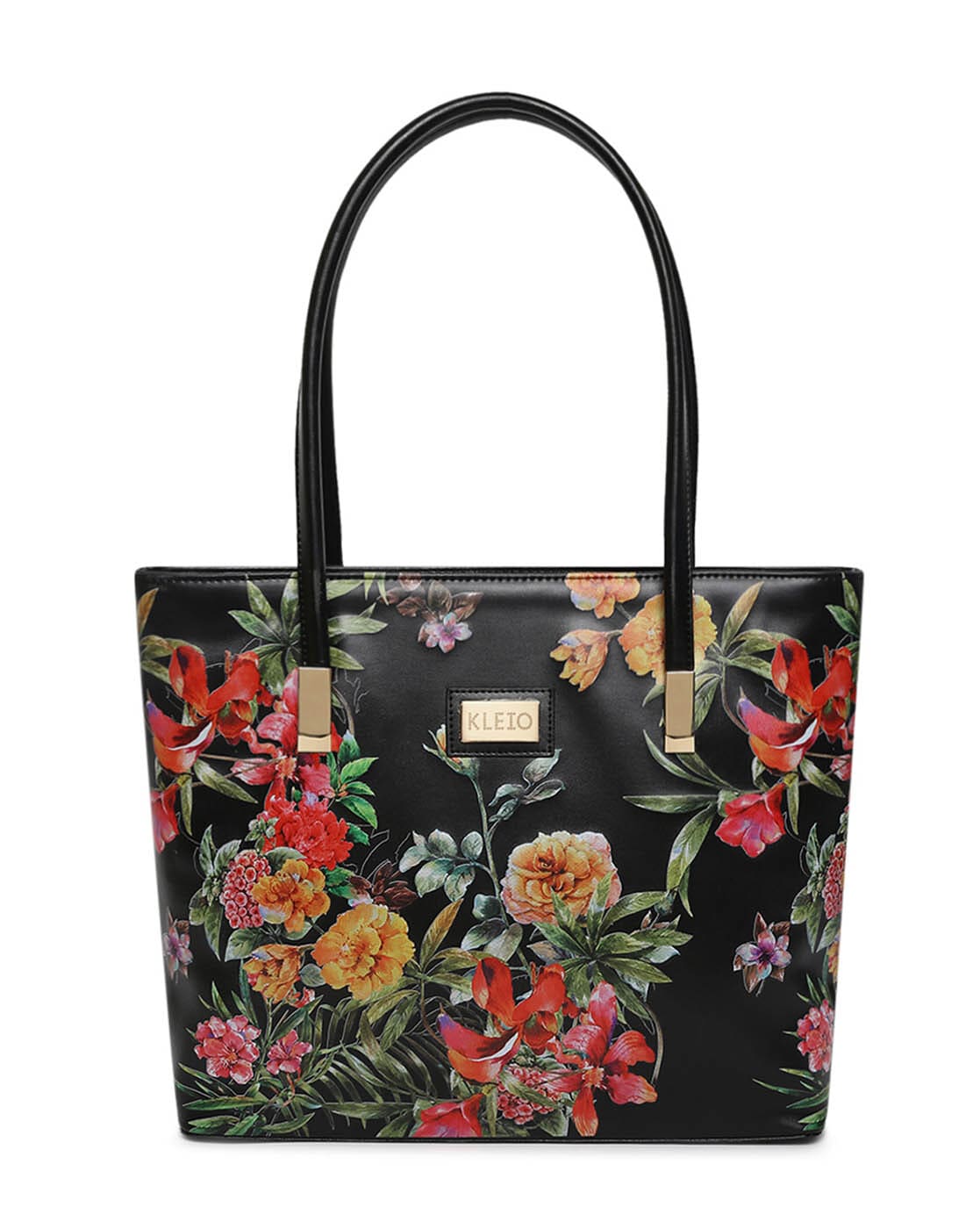 Black store floral handbag