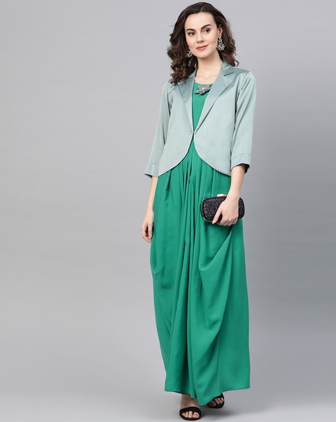 Buy Sea Green Dresses for Women by COTTINFAB Online