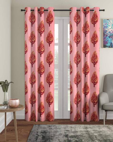 Cortina Eyelet Curtain Set of 2 Leaf Print Door Curtains
