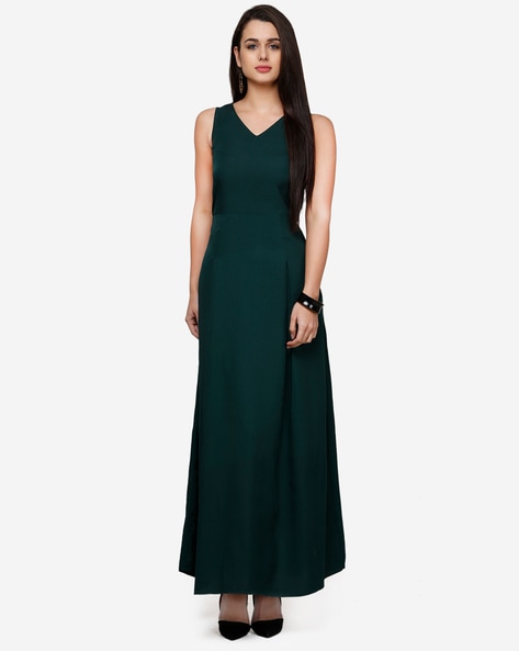 Buy Women Olive Sleeveless Tiered Dress Online At Best Price - Sassafras.in