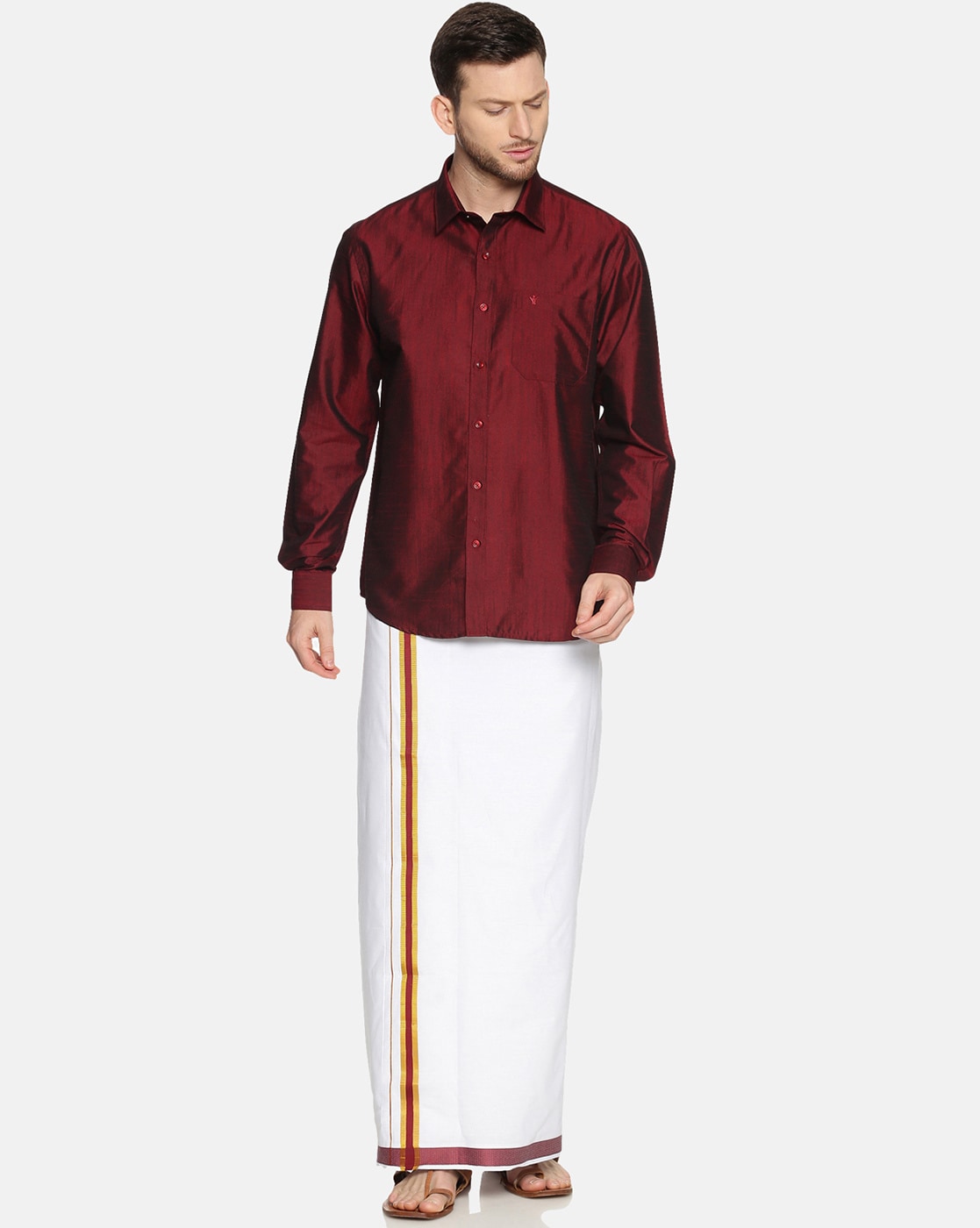 Buy Wine Ethnic Suit Sets for Men by Ramraj Cotton Online
