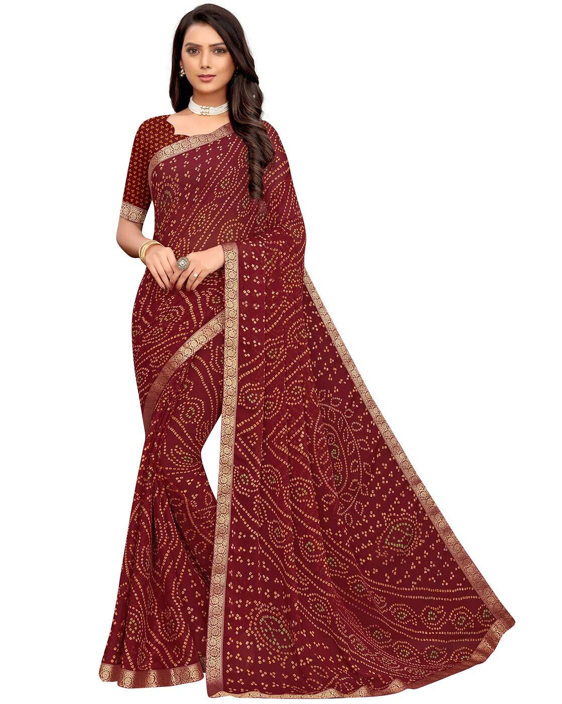 BANDHANI VOL-1 MAROON JACQUARD BANDHANI SAREE at Rs.799/Piece in surat  offer by Vraj Tex