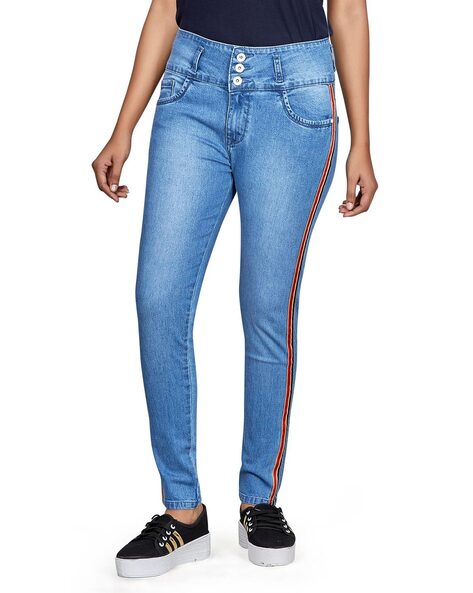 Slim Strip Women Black Jeans, Zip,Button at Rs 400/piece in Ghaziabad | ID:  24764895173