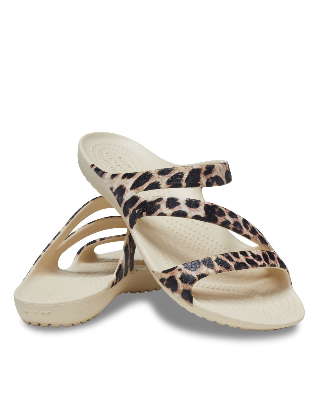 White crocs with cheetah print online strap