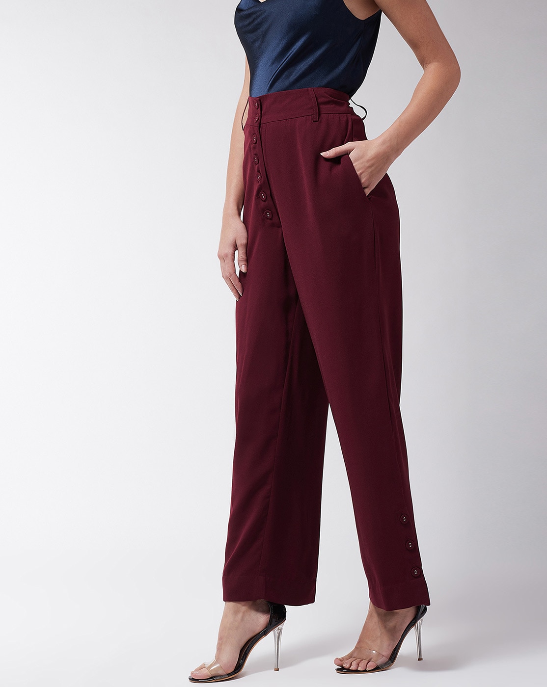 Burgundy Bliss Women Cotton Pants casual and semi formal daily trousers