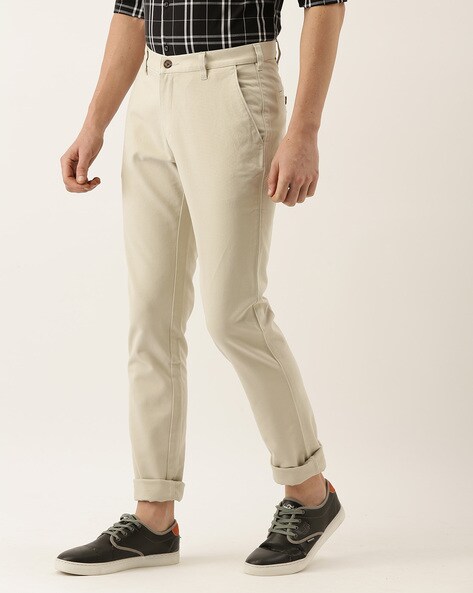 Buy Basics Men Off White Linen Tapered Fit Solid Casual Trousers  Trousers  for Men 1964005  Myntra