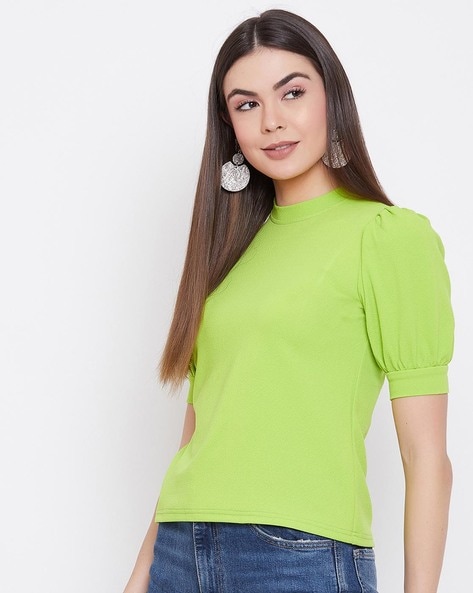 Green high neck outlet top