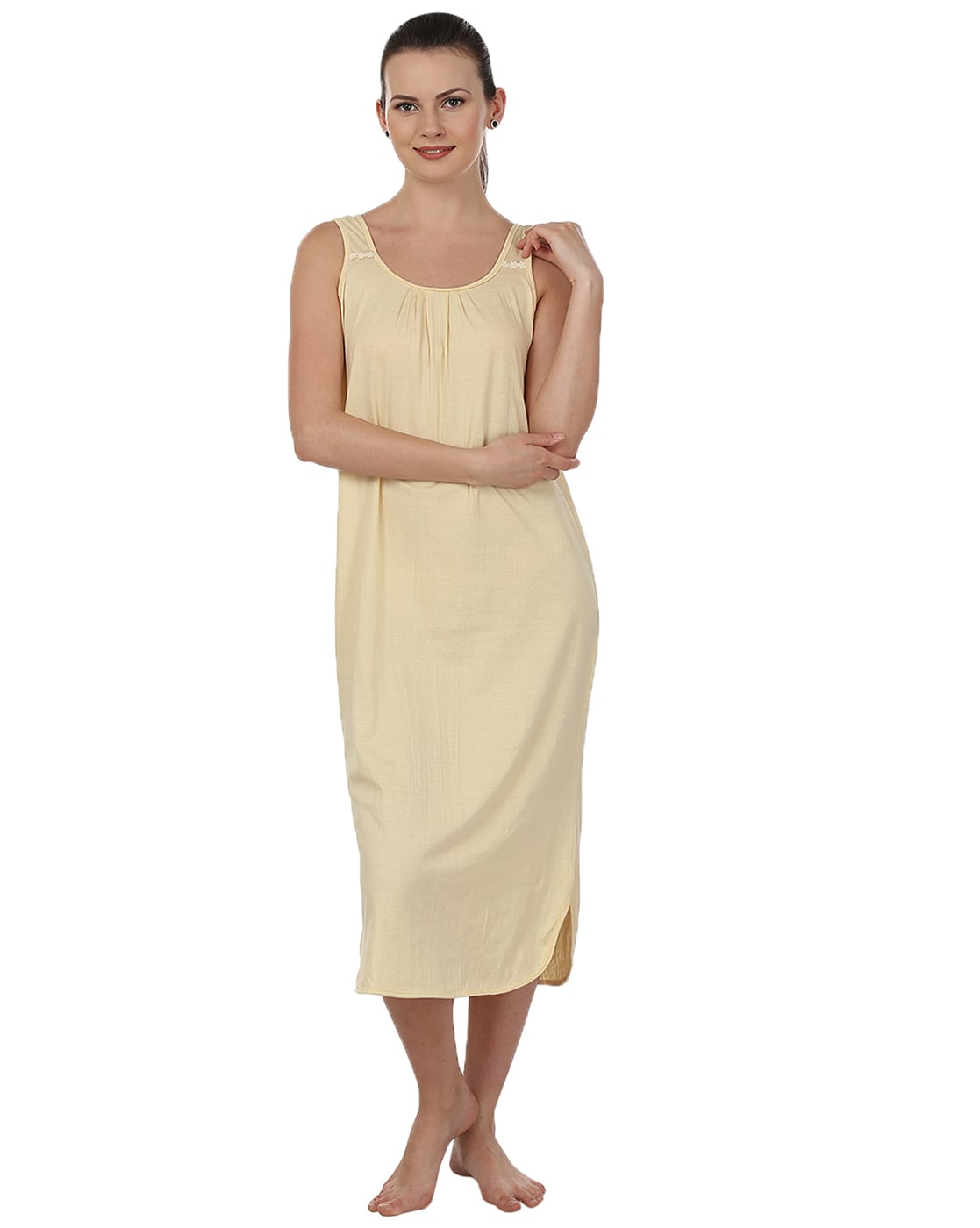 Longline Camisole Dress with Round Neck