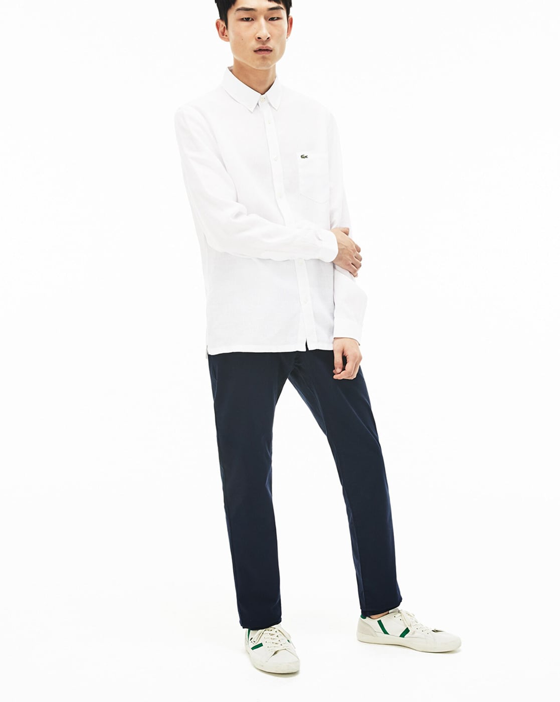 Lacoste white linen clearance shirt