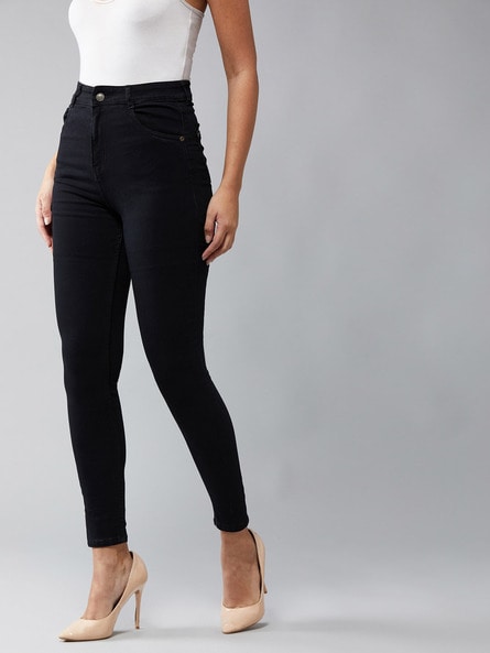Women Lace Hollow Denim Jeans High Waist Stretch Skinny Pencil Pants  Trousers | eBay