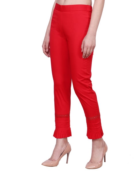 Buy Red Trousers & Pants for Women by POPWINGS Online
