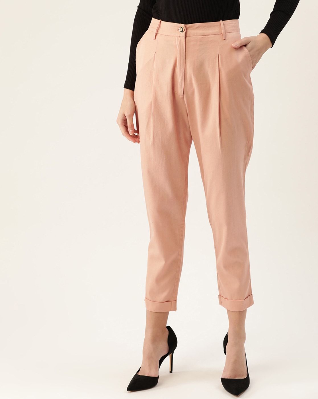 Buy Peach Trousers & Pants for Women by MADAME Online | Ajio.com