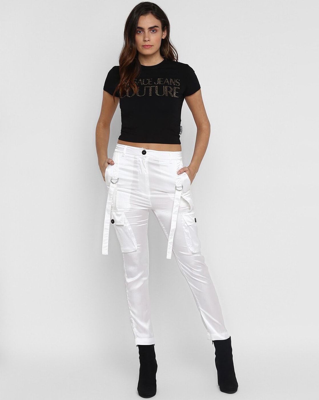 White Cargo Pants Mid Rise | Ally Fashion