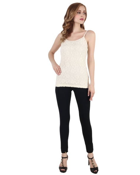 Basic Full-Length Leggings with Lace Detail