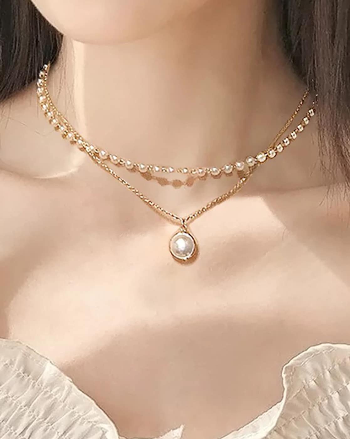 Buy Single Pearl Necklace Gold, Simple Real Pearl Necklace for Bridesmaids  Rose Gold, Sterling Silver, Dainty Small Solitaire Wedding Jewelry Online  in India - Etsy