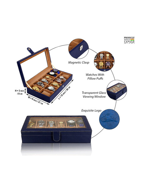 Leatherworld Watch Storage Box watch Organizer watch case Watch Collection  8 Slot Watch Box Price in India - Buy Leatherworld Watch Storage Box watch  Organizer watch case Watch Collection 8 Slot Watch