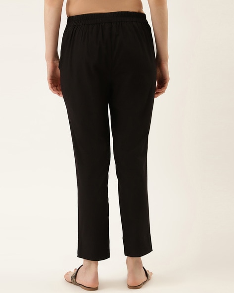 Buy Women Black Slim Fit Solid Business Casual Trousers Online  274593   Allen Solly