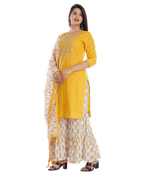 Buy Indya Yellow Regular Fit Sharara for Women Online @ Tata CLiQ