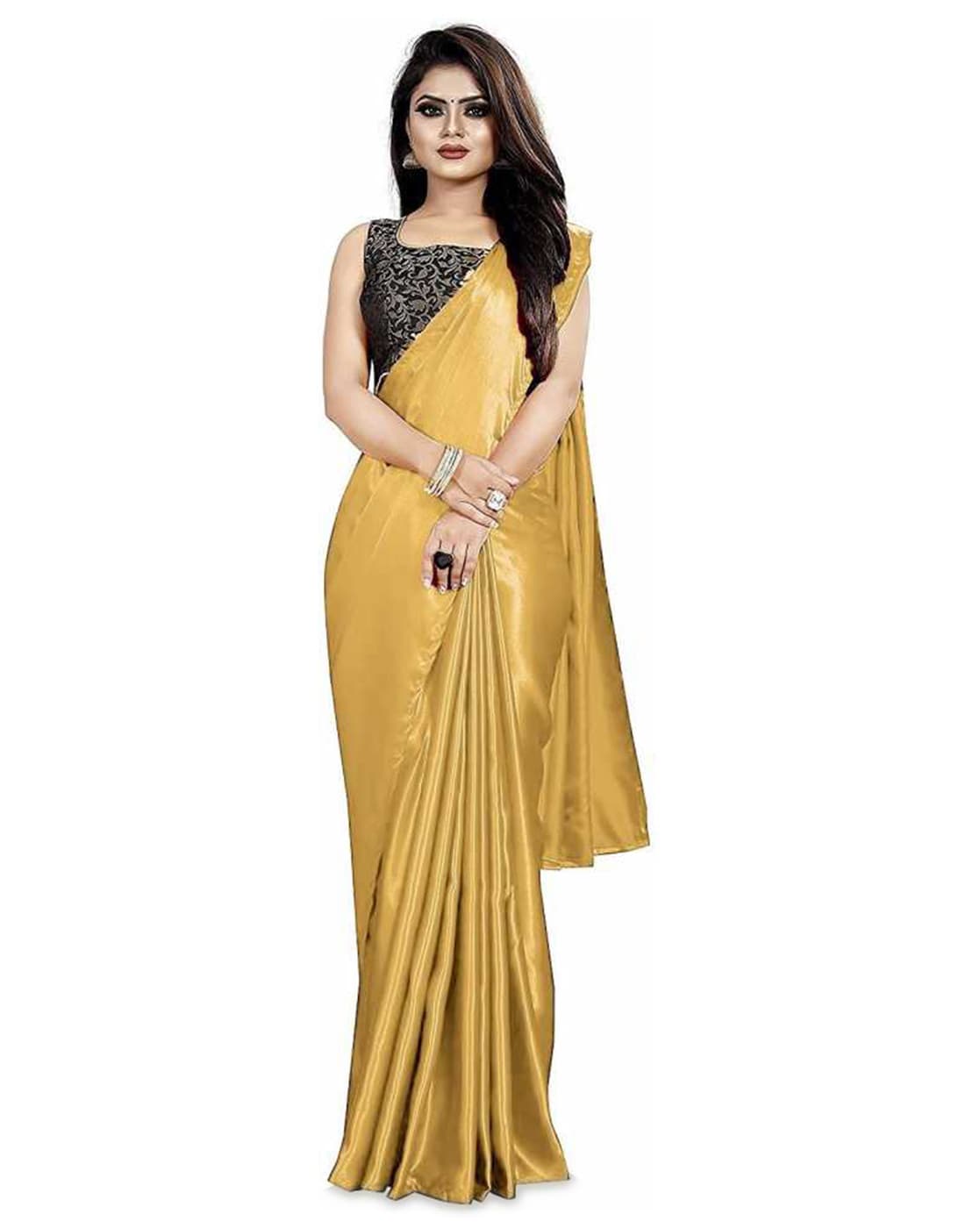 Buy Elegant Gold Tissue Silk Saree With Unstitched Blouse Fabric
