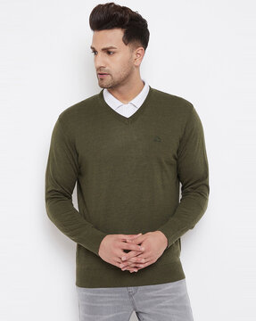 Olive v neck outlet sweater