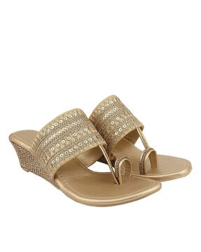 Buy Gold Heeled Sandals for Women by DO BHAI Online Ajio