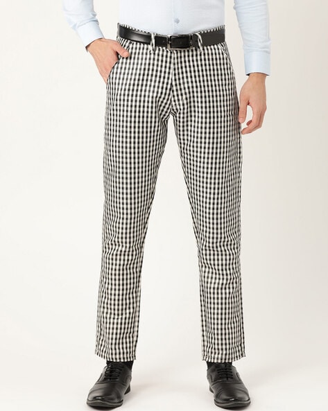 Tailored trousers - Black/White checked - Ladies | H&M IN