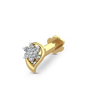 Floral Pattern Diamond-Studded Nosepin-image-35