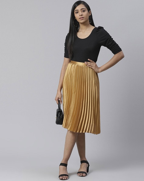 Target gold 2025 velvet pleated skirt