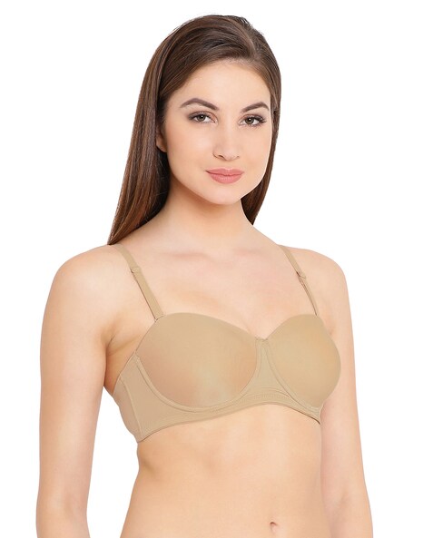 Buy Clovia Padded Underwired Full Cup Strapless Bra With Transparent Back  In Nude Colour Online