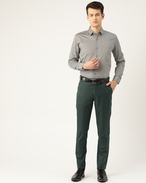 Buy Men Green Slim Fit Solid Casual Trousers Online - 750727 | Allen Solly