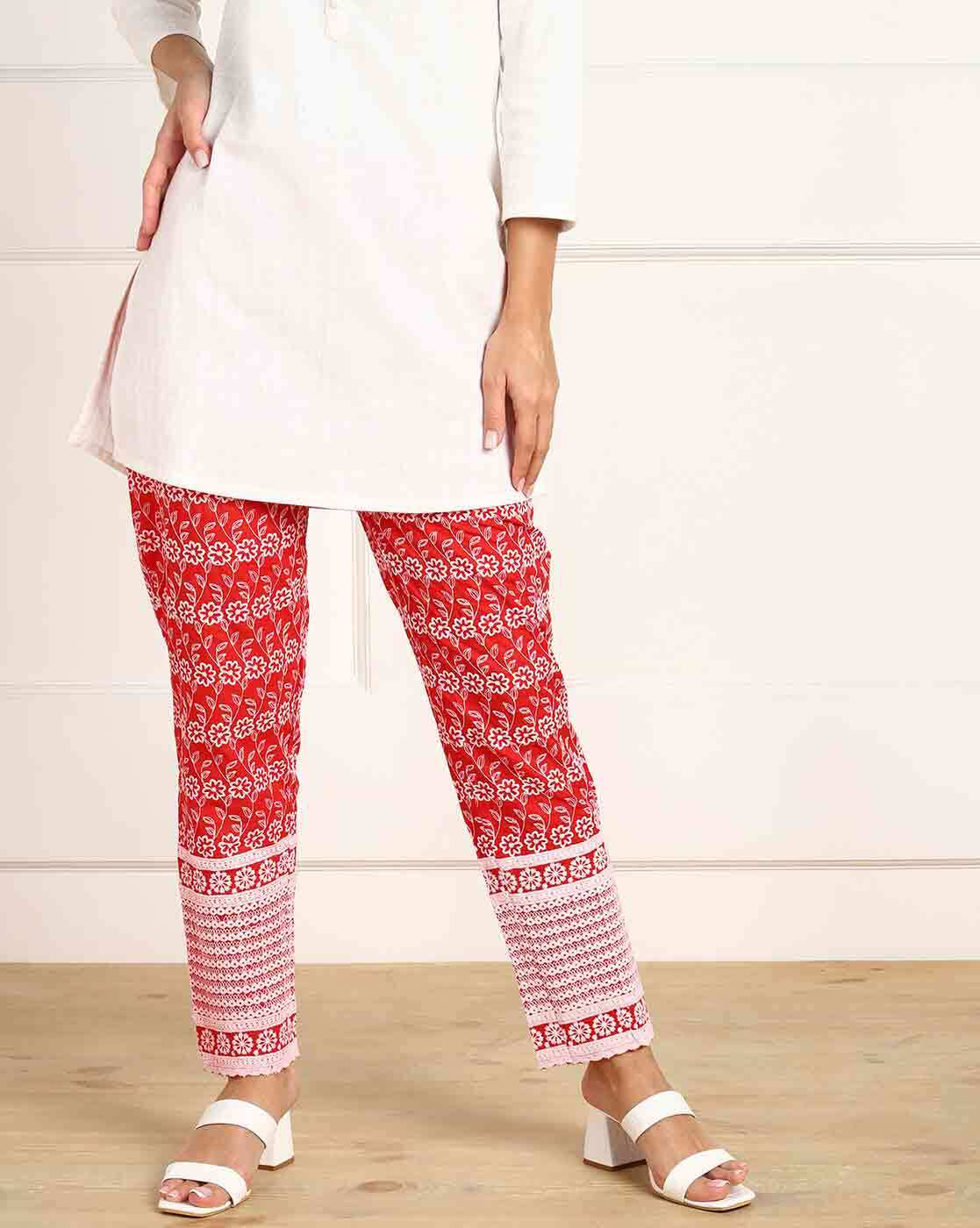 Double Printed Widelegged Trousers with Back Pockets and Slits  ILAMRA   Sustainable Clothing Brand India