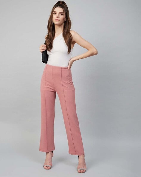 Buy Dusty Pink Trousers & Pants for Women by ORCHID BLUES Online