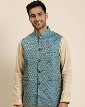 sojanya Woven Pattern Nehru Jacket-picture-29