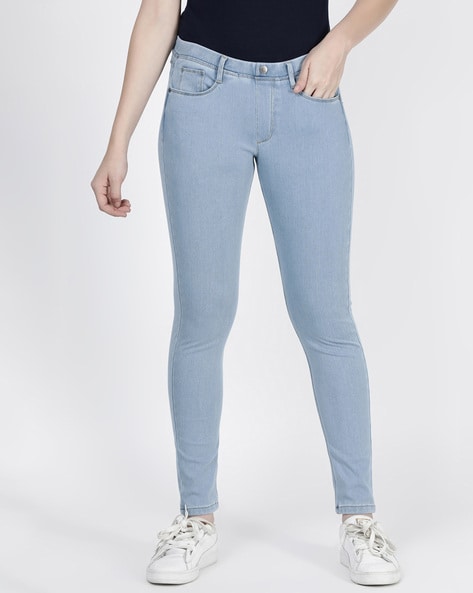 Washed Jeggings with Insert Pockets