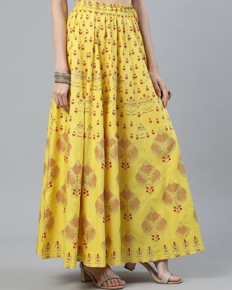 Mustard Yellow Chikankari Skirt Set With Jacket – Thread & Button