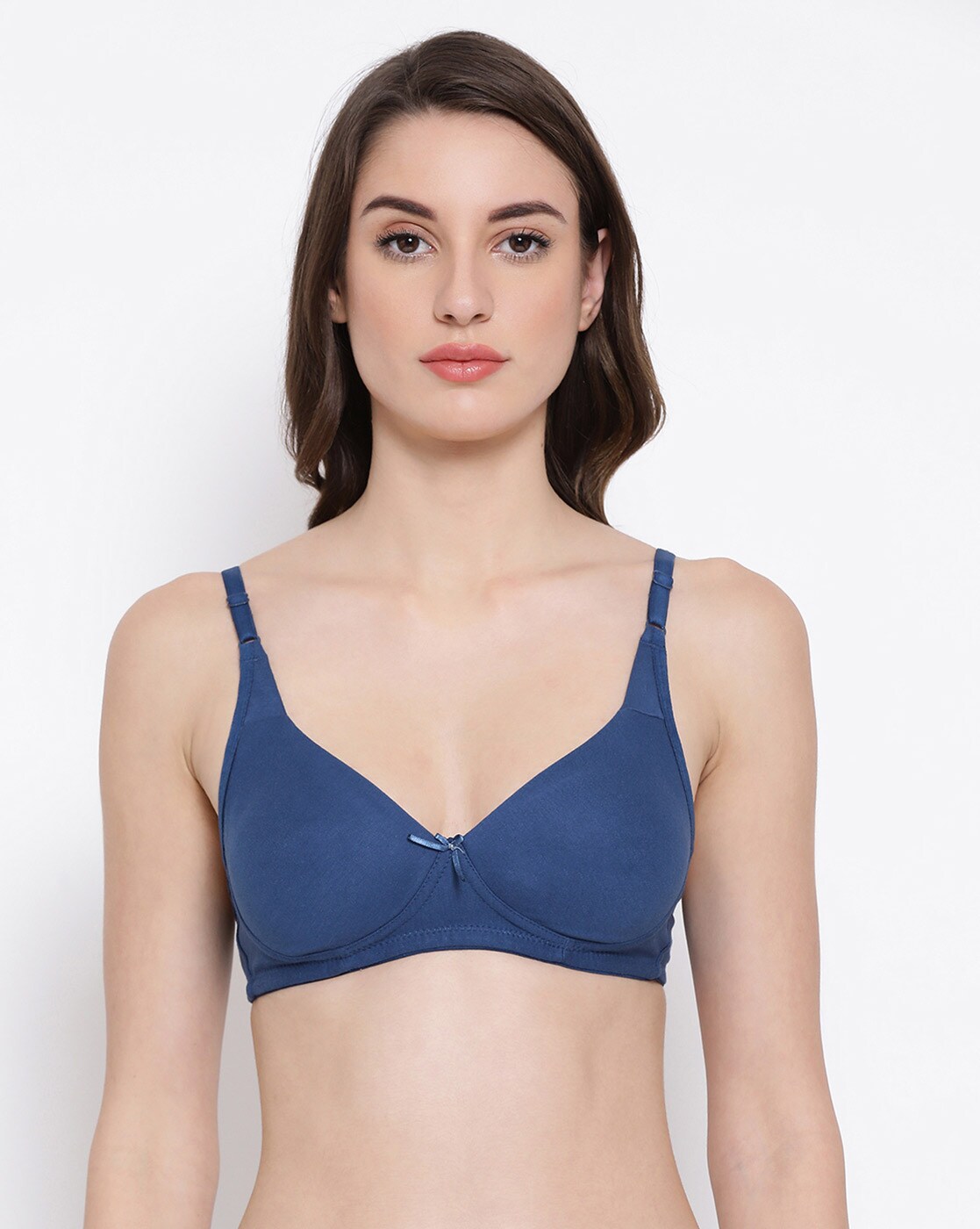 Buy Clovia Non-Padded Non-Wired Bra with Detachable Transparent Straps In  Blue online