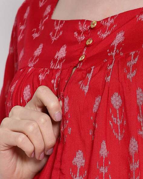Red Shirt Pattern Cotton Maternity And Feeding Dress at Rs 1099.00 |  Bengaluru| ID: 25461024762