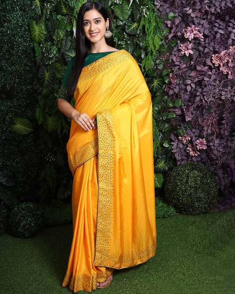 Buy online Pure Tissue Silk Saree with Kashmiri Embroidery Work -  Peach-AF927