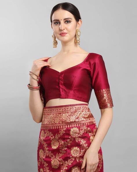 Maroon and Cream Silk Sarees - Saree Blouse Patterns