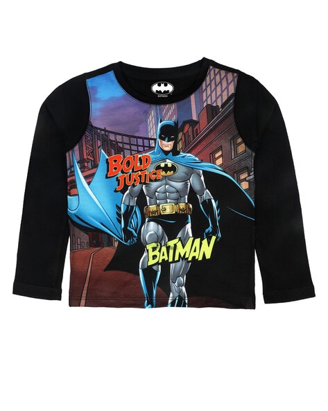 Batman Cartoon Print Round-Neck T-shirt