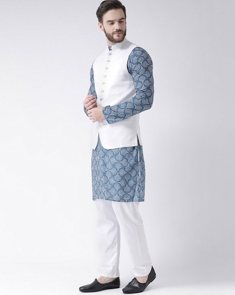 White Readymade Kurta With Nehru Jacket 296MW15