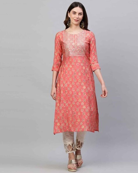 Ethnic Woven & Embroidered Straight Fit Kurta with Pant & Dupatta - Bu –  FASHOR
