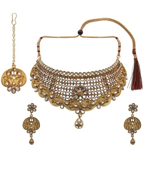 Ad stone bridal hot sale jewellery set