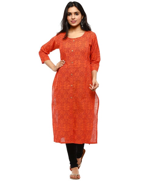 Orange colour outlet kurtis