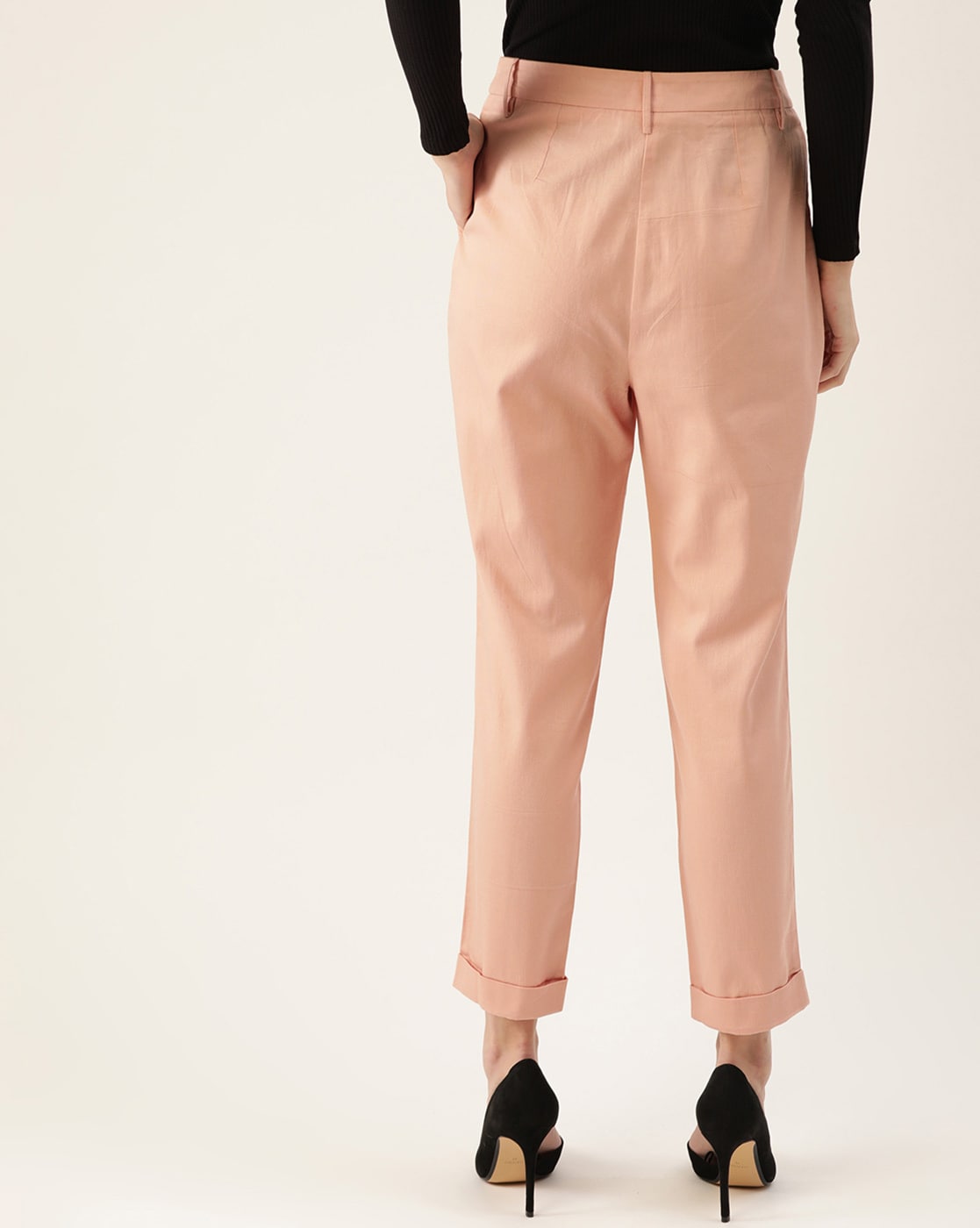 Buy Women Peach Solid Formal Regular Fit Trousers Online  760318  Van  Heusen