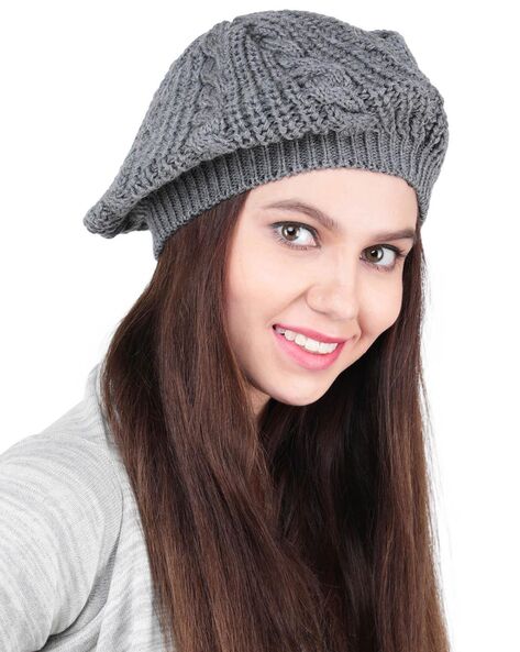 Bharatasya Unisex Grey Beanie Cap, Cable Knitted in Soft Acrylic Wool. (Grey) At Nykaa, Best Beauty Products Online