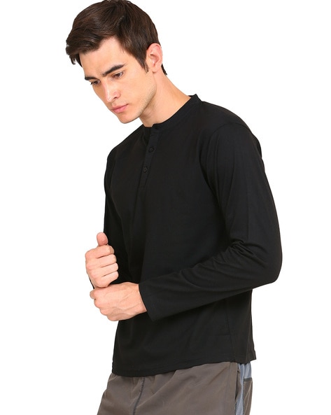 Men Long Sleeve Henley Tee – OXWHITE