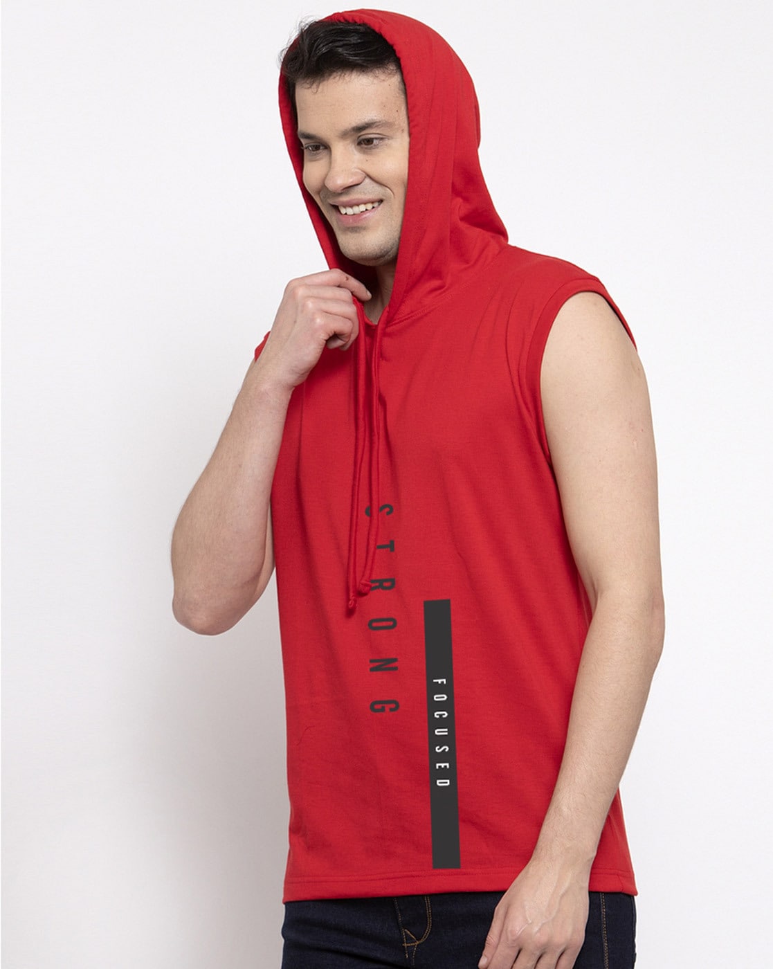 Red Sleeveless Compression Hoodie